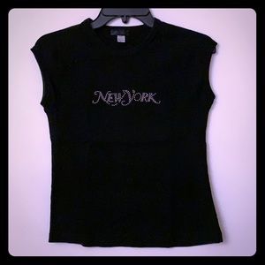 Black New York t-shirt with embellished lettering